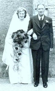Betty Strawford and her father Arthur at Ray and Betty’s wedding 1951