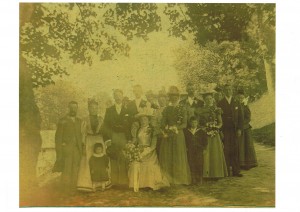 Wedding of Albert Denley and Esther Eyraud. Thomas Denley on far left (Photo Chris Denley)